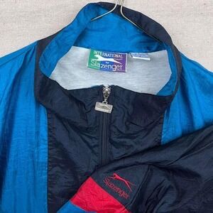 Vintage Slazenger Windbreaker Retro Track Jacket Colorblock Full Zip Embroidered